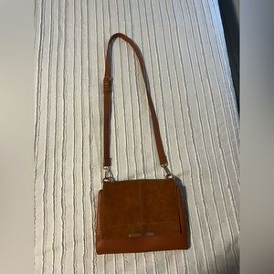 Brown suede & faux leather shoulder bag!